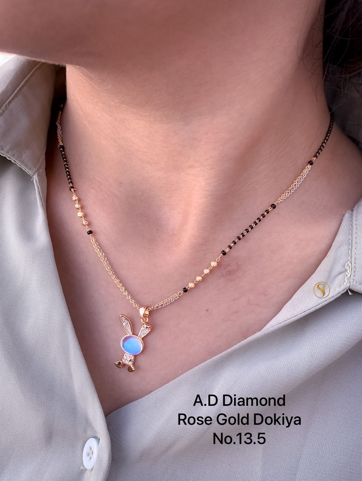 AD Diamond Fancy Rose Gold And Silver Dokiya Mangalsutra 7 Wholesale shop In Surat
